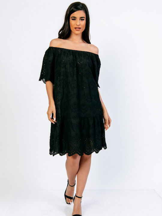 Off-Shoulder Black Garden Dress One Size