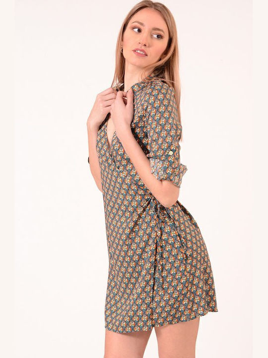 Mini Hemdkleid Wickel Grün