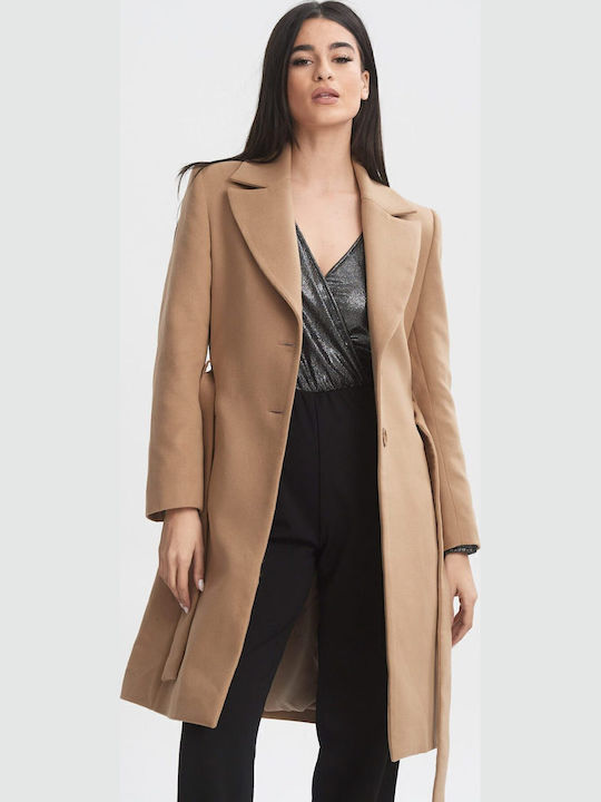 Women's Beige Peacoat with Belt