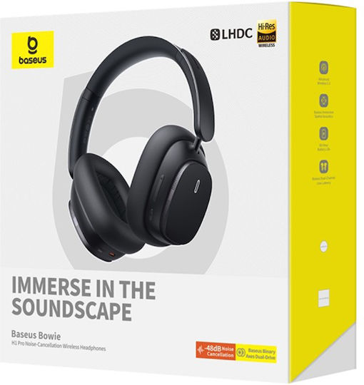 Baseus Bowie H1 Pro Wireless / Wired Over Ear Headphones with 80 hours of Operation and Quick Charge Black