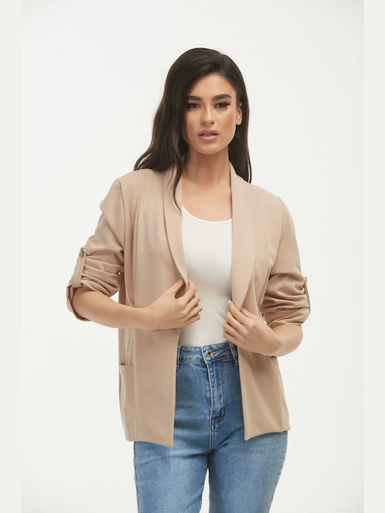 Boutique Blazer pentru femei Crepe Sacou Beige