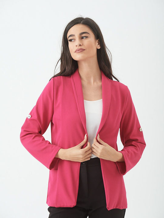 Boutique Women's Crepe Blazer Fuchsia