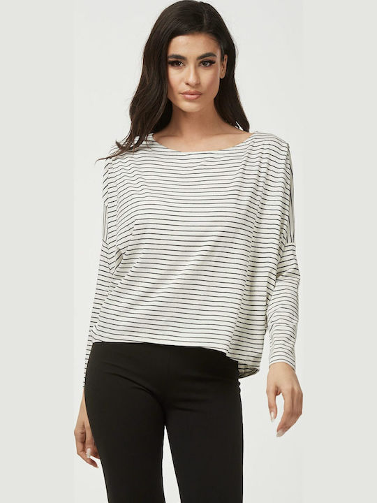 Damen Bluse Gestreift Schwarz