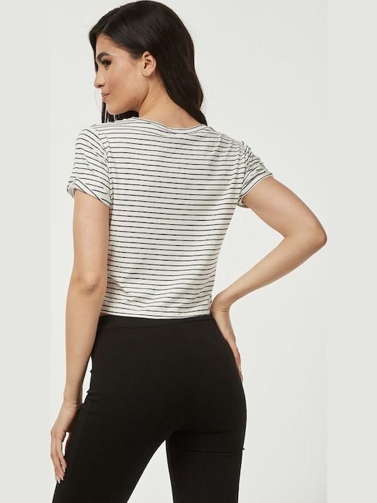 Γυναικείο Crop Top Ριγέ Μαύρη