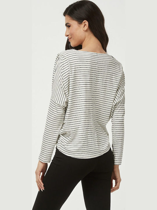 Damen Bluse Gestreift Schwarz