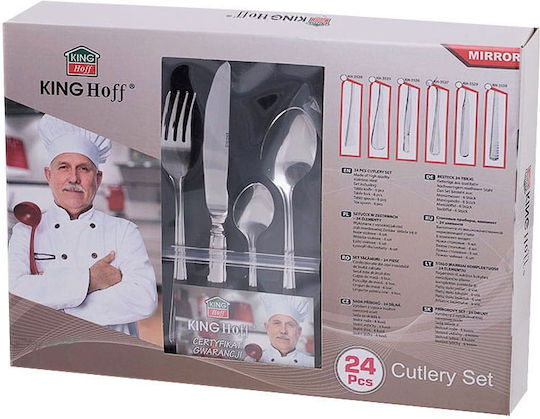 KING Hoff Besteckset Edelstahl Silber 24Stück