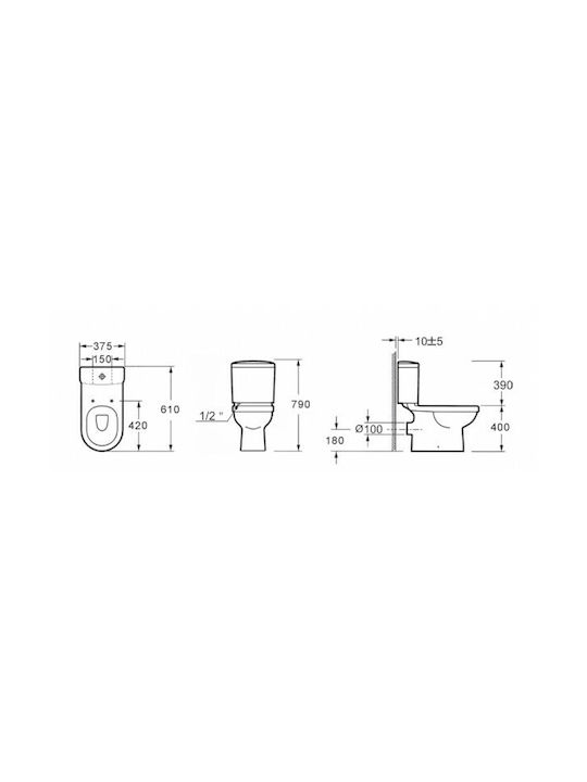 Karag Λεκάνη Δαπέδου Κάτω Σιφόνι Rimless με Καζανάκι με Κάλυμμα Soft Close Λευκή