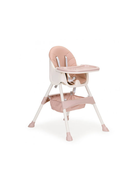 Ecotoys Scaun Înalt De Masă Bebe 2 În 1 Cu Înălțime Reglabilă Roz HC-823-Roz