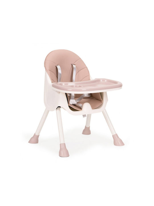 Ecotoys Scaun Înalt De Masă Bebe 2 În 1 Cu Înălțime Reglabilă Roz HC-823-Roz