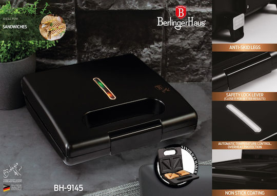 Berlinger Haus Sandwichmaker für 2 Sandwiches 780W Schwarz
