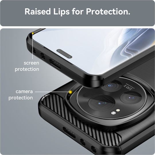 Techsuit Carbon Back Cover Silicon Negru (Honor Magic6 Pro)