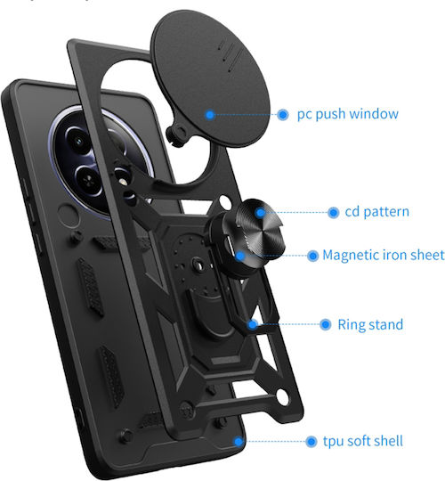 Techsuit Camshield Umschlag Rückseite Silikon / Kunststoff Schwarz (Honor Magic6 Pro)