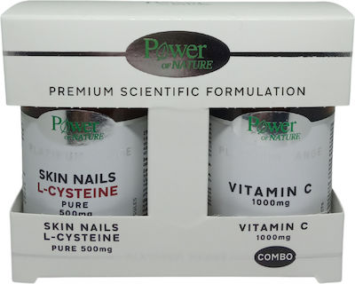 Power Of Nature Skin Nails L-Cysteine 500mg & Vitamin C 1000mg 20 tabs 30 caps