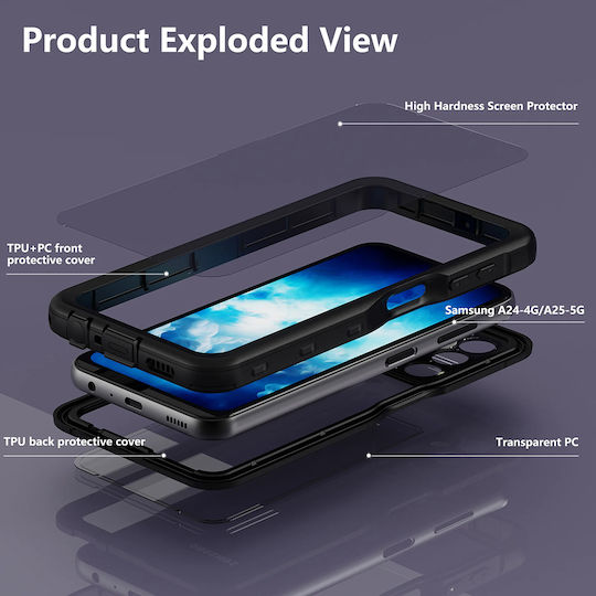 Shellbox Umschlag Rückseite Silikon Wasserdicht Schwarz (Galaxy A25 5G)