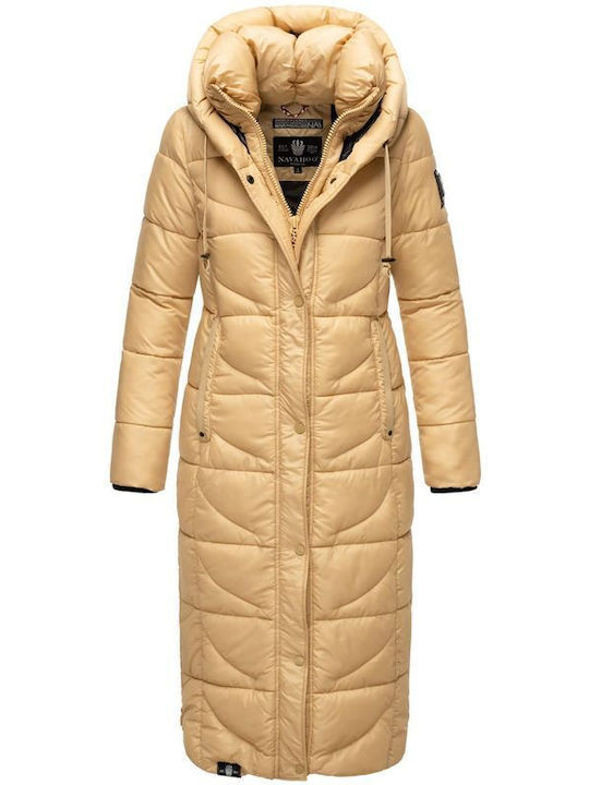 Navahoo Lang Damen Puffer Jacke für Winter Sand