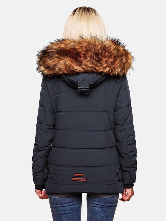 Navahoo Kurz Damen Puffer Jacke für Winter Navy