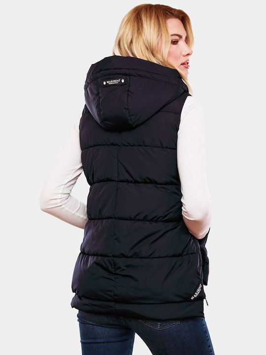 Marikoo Women's Short Puffer Jacket for Winter with Hood Navy