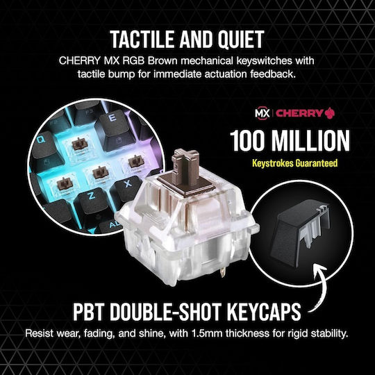 Corsair K65 RGB MINI Gaming Mechanical Keyboard 60% with Cherry MX Brown switches and RGB lighting (English US)