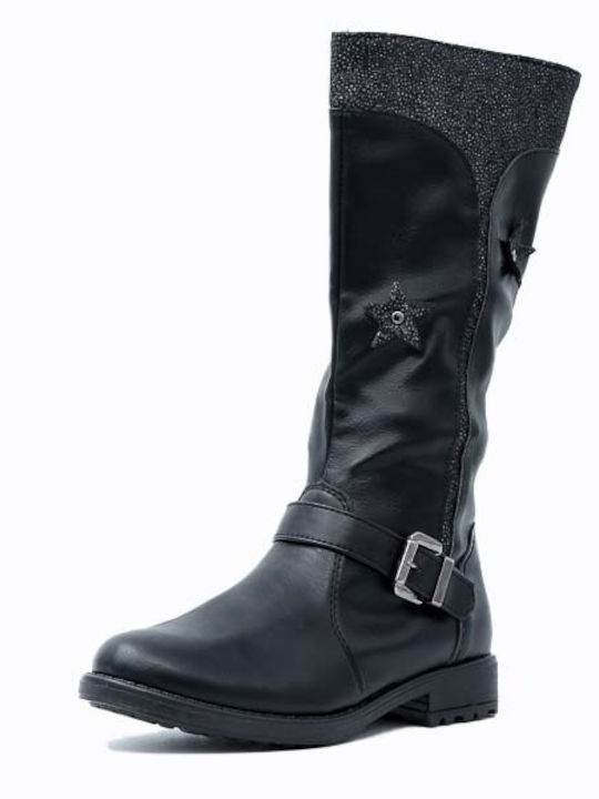 Scarpy Kids PU Leather Anatomic Boots with Zipper Black