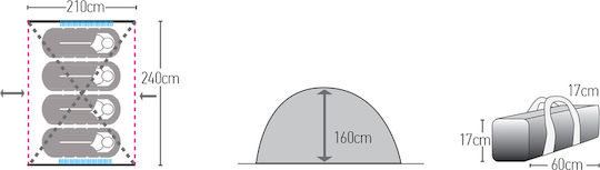 Hupa Palace Summer Camping Tent Igloo Blue for 4 People