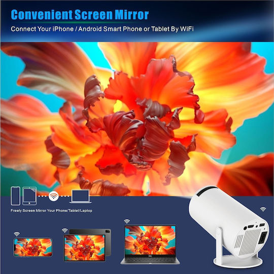 ATC H1 PRO Smart Android 10.018414 Mini Projektor LCD HD LED-Lampe mit Wi-Fi und Eingebauten Lautsprechern Weiß