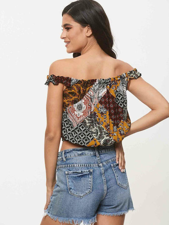 Women's Blouse Off-Shoulder Orange