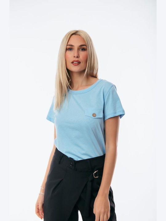 Boutique Damen Bluse mit Knöpfen Blue