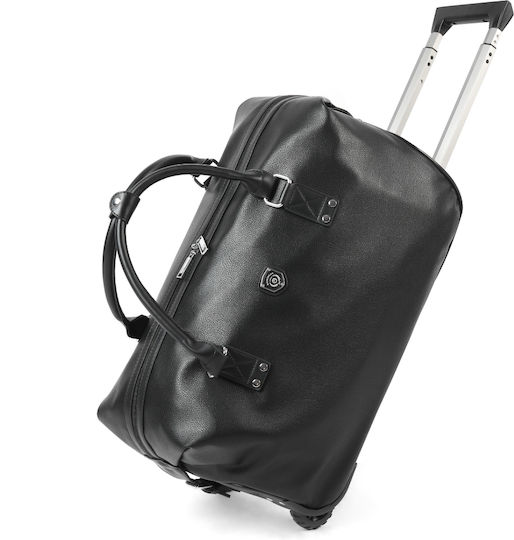 Quasar Duffle Сак Вояж 40лт Черен с колела от Изкуствена кожа Д52xШ27xВ28см.