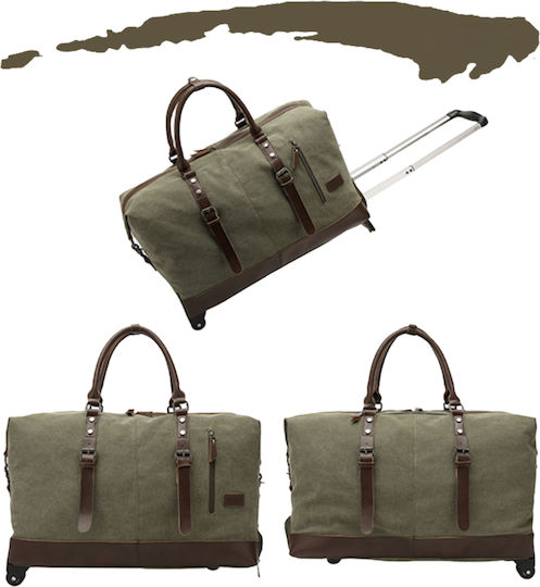 Quasar Duffle Geantă de voiaj 55lt Kaki cu roți Textil L57xW25xH39cm