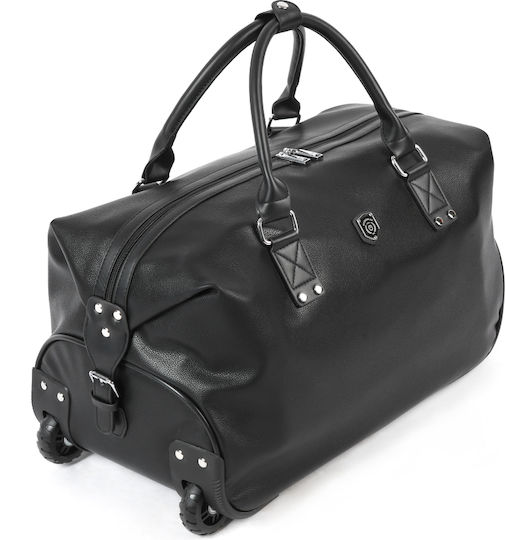Quasar Duffle Сак Вояж 40лт Черен с колела от Изкуствена кожа Д52xШ27xВ28см.
