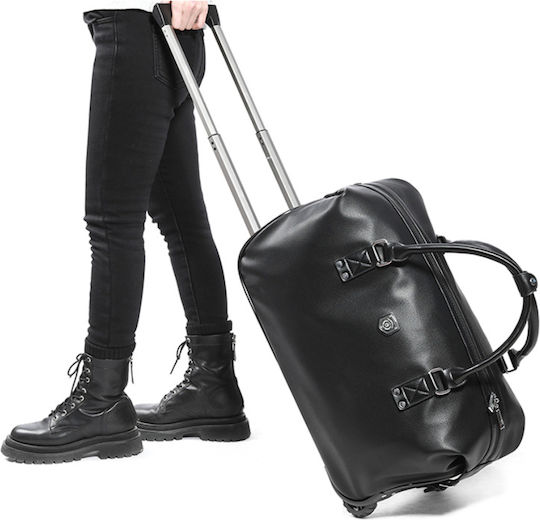 Quasar Duffle Сак Вояж 40лт Черен с колела от Изкуствена кожа Д52xШ27xВ28см.