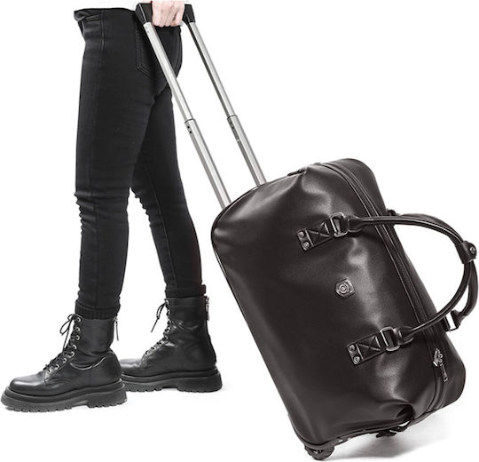 Quasar Duffle Σακ Βουαγιάζ 40lt Καφέ με Ρόδες από Δερματίνη Μ52xΠ27xΥ28εκ.