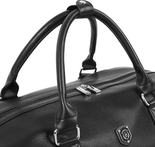 Quasar Duffle Сак Вояж 40лт Черен с колела от Изкуствена кожа Д52xШ27xВ28см.
