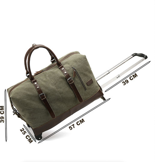Quasar Duffle Geantă de voiaj 55lt Kaki cu roți Textil L57xW25xH39cm