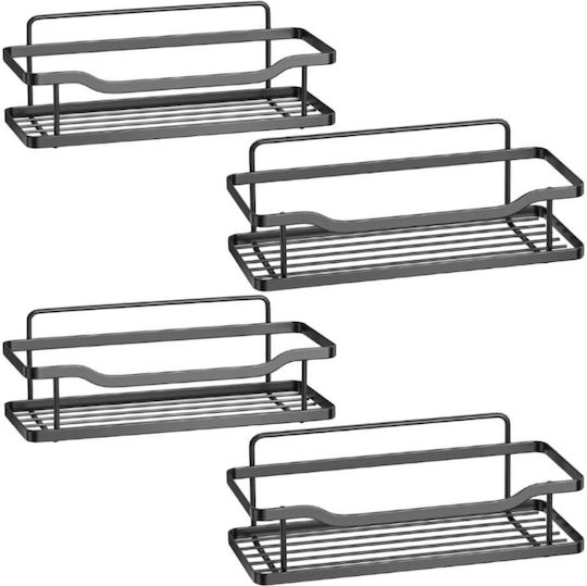Quasar Стенен Рафт за баня Метален с 4 рафта 33x14x7.5см Черна