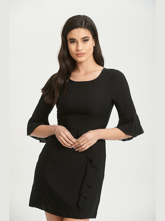 Just Top Mini Dress with Ruffle Black