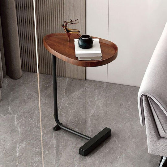 Oval Beistelltisch Holz Braun M45xL30xH62cm