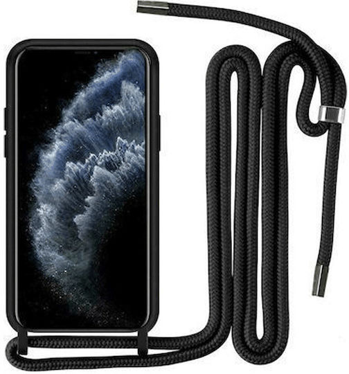 Back Cover Silicone / Plastic with Strap Black (Galaxy A55)