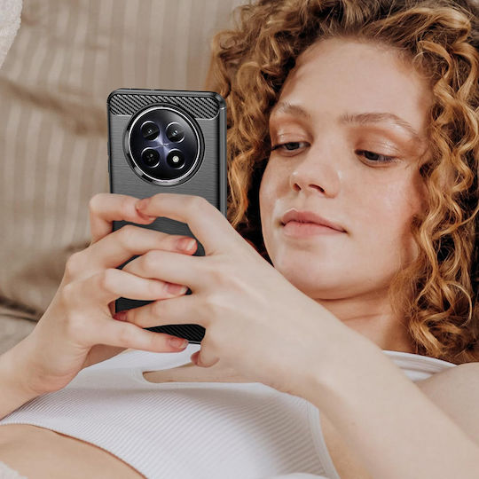 Techsuit Carbon Umschlag Rückseite Silikon Schwarz (Realme 12 / 12x)