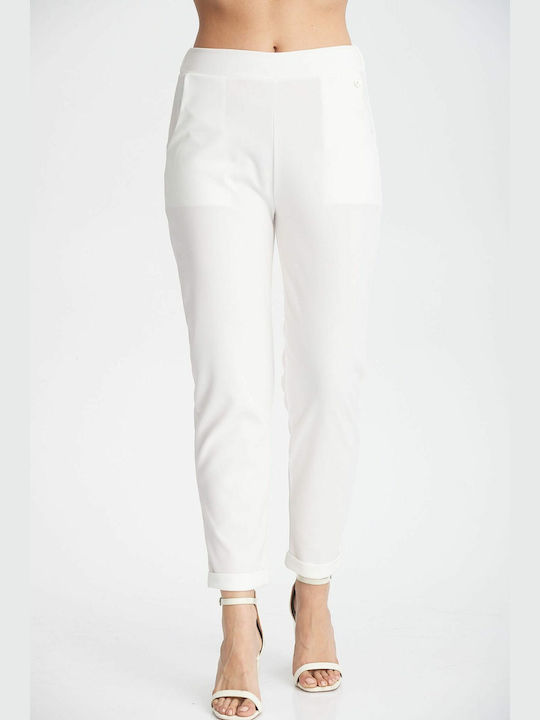 Just Top Women's Fabric Trousers White