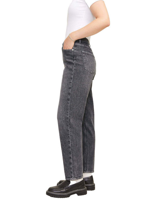 Lisbon High Waist Women's Jean Trousers in Mom Fit Gray