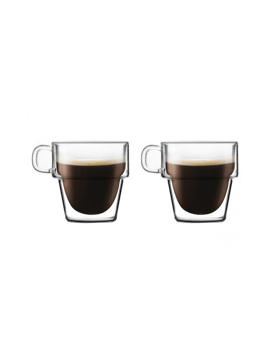 Cani Set Tassen Espresso aus Porzellan Weiß 80ml 2Stück
