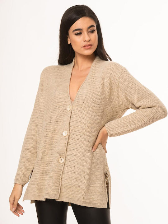 Dress Up Women's Cardigan with Buttons Beige