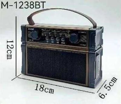 Tradesor M1238BT Retro Radio de masă Reîncărcabil cu Bluetooth și USB Negru