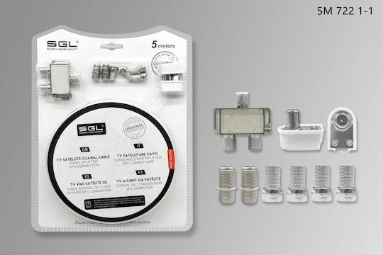 SGL Σετ Σύνδεσης Κεραίας Τηλεόρασης 5m 7221-1 Splitter