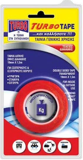 Turbo Ισχυρής Συγκράτησης Αυτοκόλλητη Ταινία Διπλής Όψης Διάφανη 1.5mx19mm