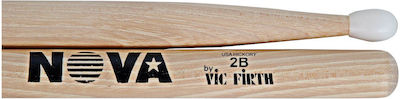 Vic Firth 2B Nova Tip Hickory Drumstick with Nylon Oval Head