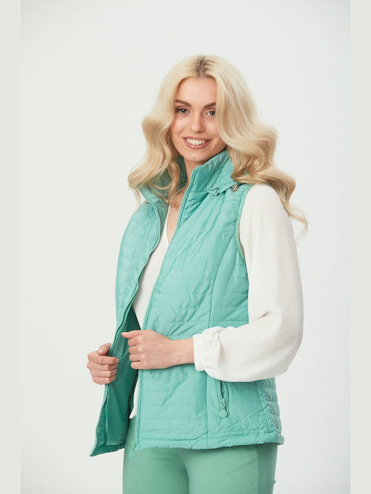 Dress Up Women's Short Lifestyle Jacket for Winter with Hood Mint