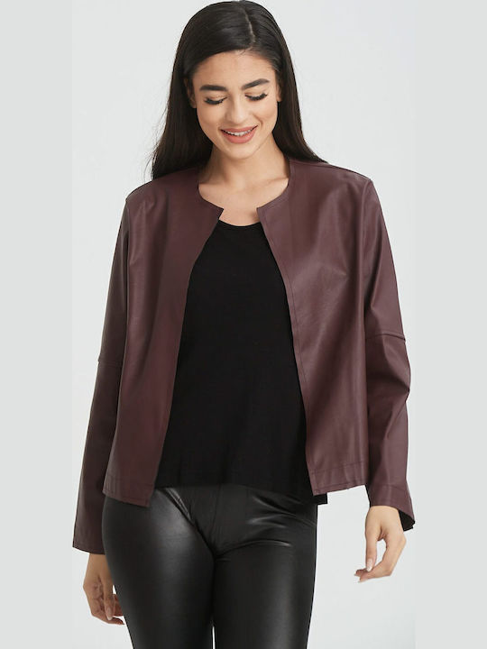Γυναικείο Biker Jacket Μπορντό