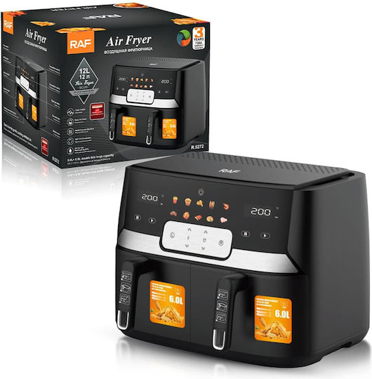 Raf R5272 Air Fryer με Διπλό Αποσπώμενο Κάδο 9lt Μαύρο
